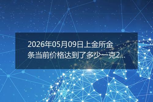 2026年05月09日上金所金条当前价格达到了多少一克2026年05月09日