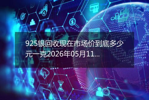 925银回收现在市场价到底多少元一克2026年05月11日