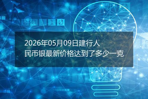 2026年05月09日建行人民币银最新价格达到了多少一克
