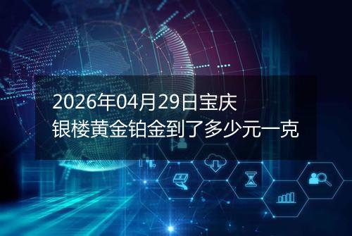 2026年04月29日宝庆银楼黄金铂金到了多少元一克